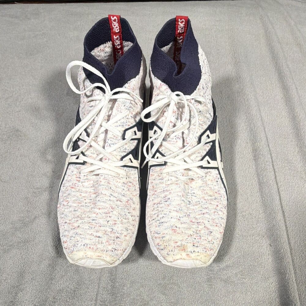 ASICS GEL Men’s Mid-Top Lace-Up Knit Athletic Sneakers White/Navy/Red